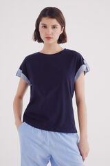 Springfield Playera manga roll up combinada marino
