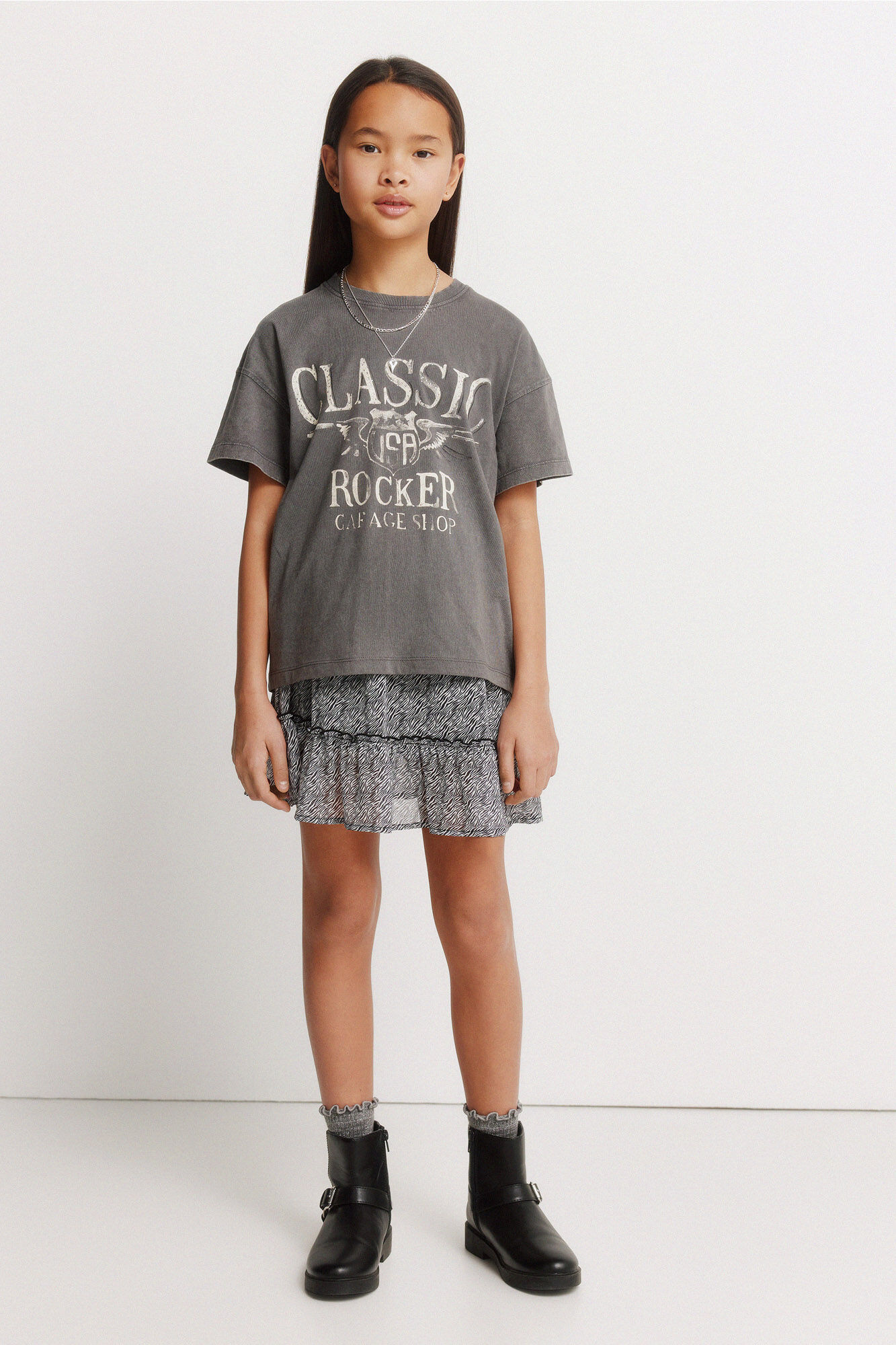 Springfield Kids Playera de manga corta rocker para ni&ntilde;a gris