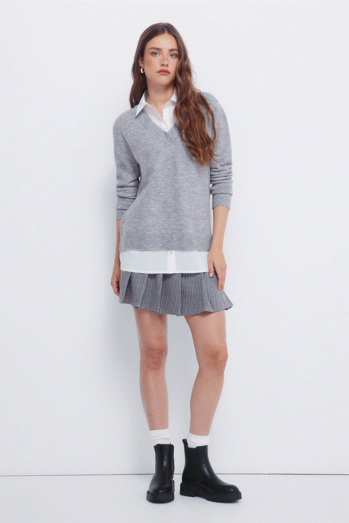 Springfield Su&eacute;ter combinado camisero gris