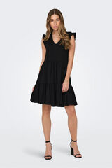 Springfield Vestido corto manga corta negro