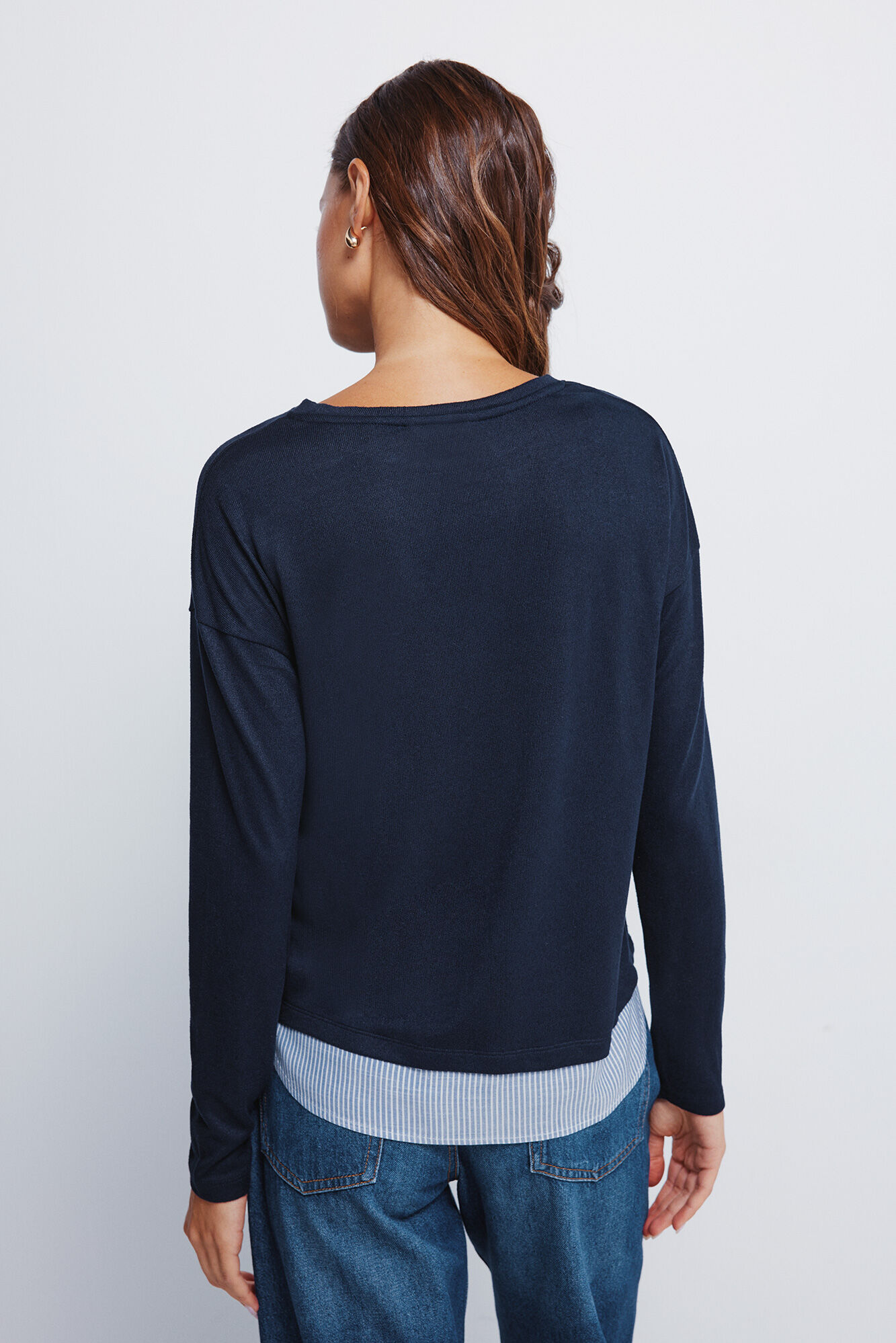 Springfield Playera combinada con botones laterales marino