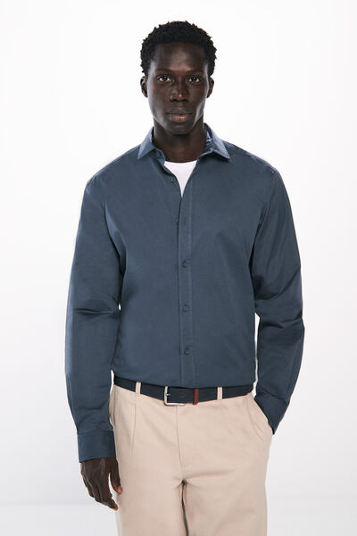 Springfield Camisa vestir elástica azul indigo