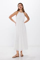 Springfield Vestido largo escote halter crochet natural