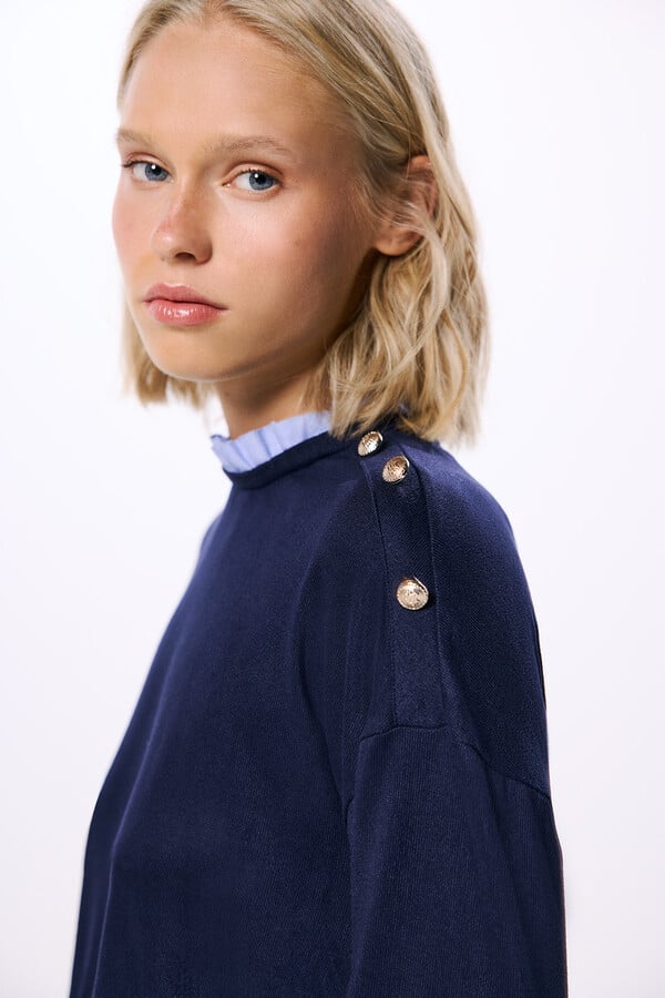 Springfield Playera cuello combinado azul