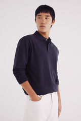 Springfield Polo básico de piqué de manga larga regular azul
