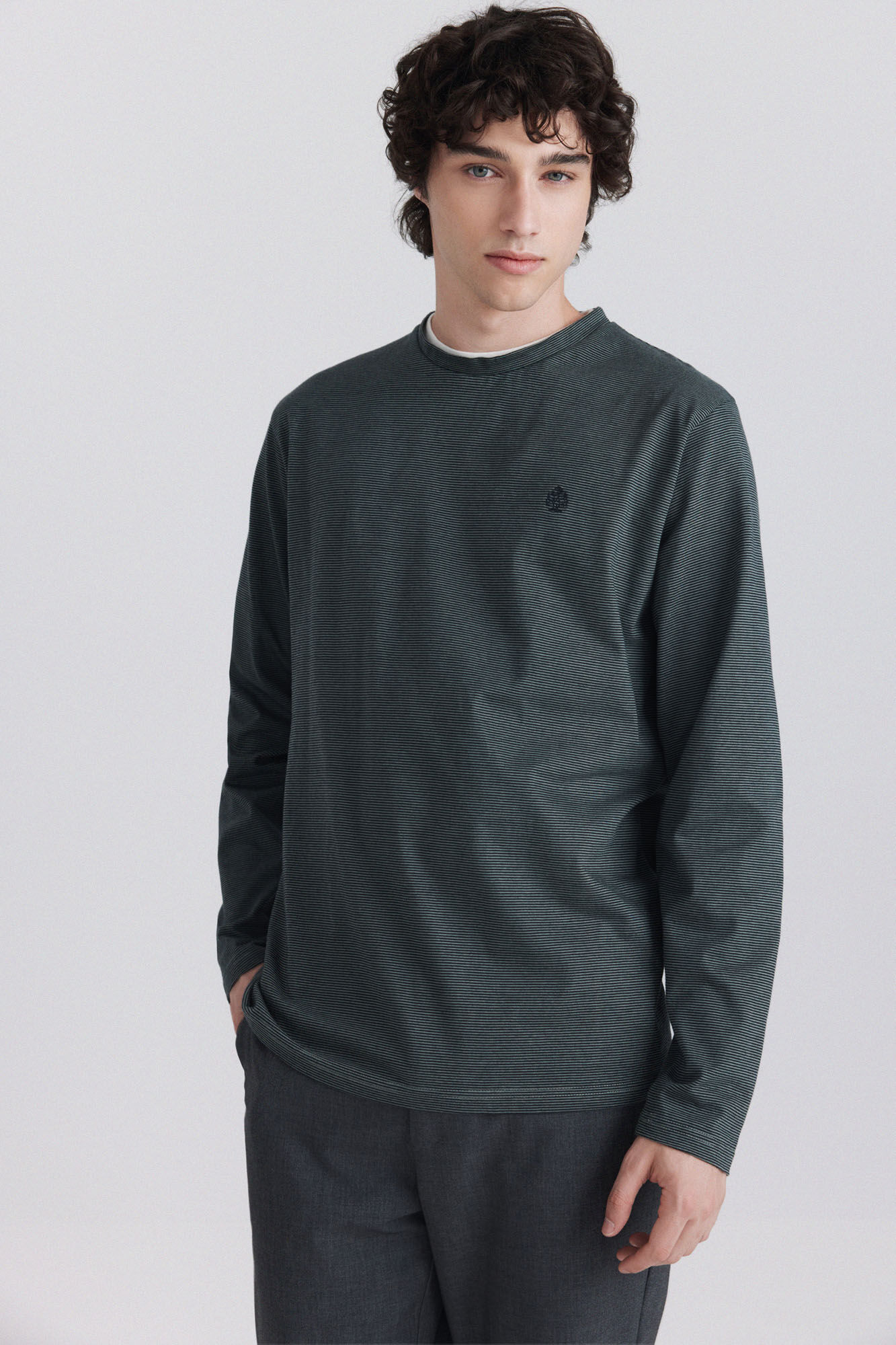 Springfield Playera manga larga doble cuello de rayas
