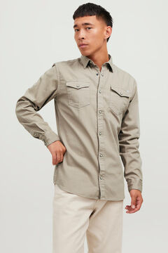 Springfield Camisa denim confort fit beige