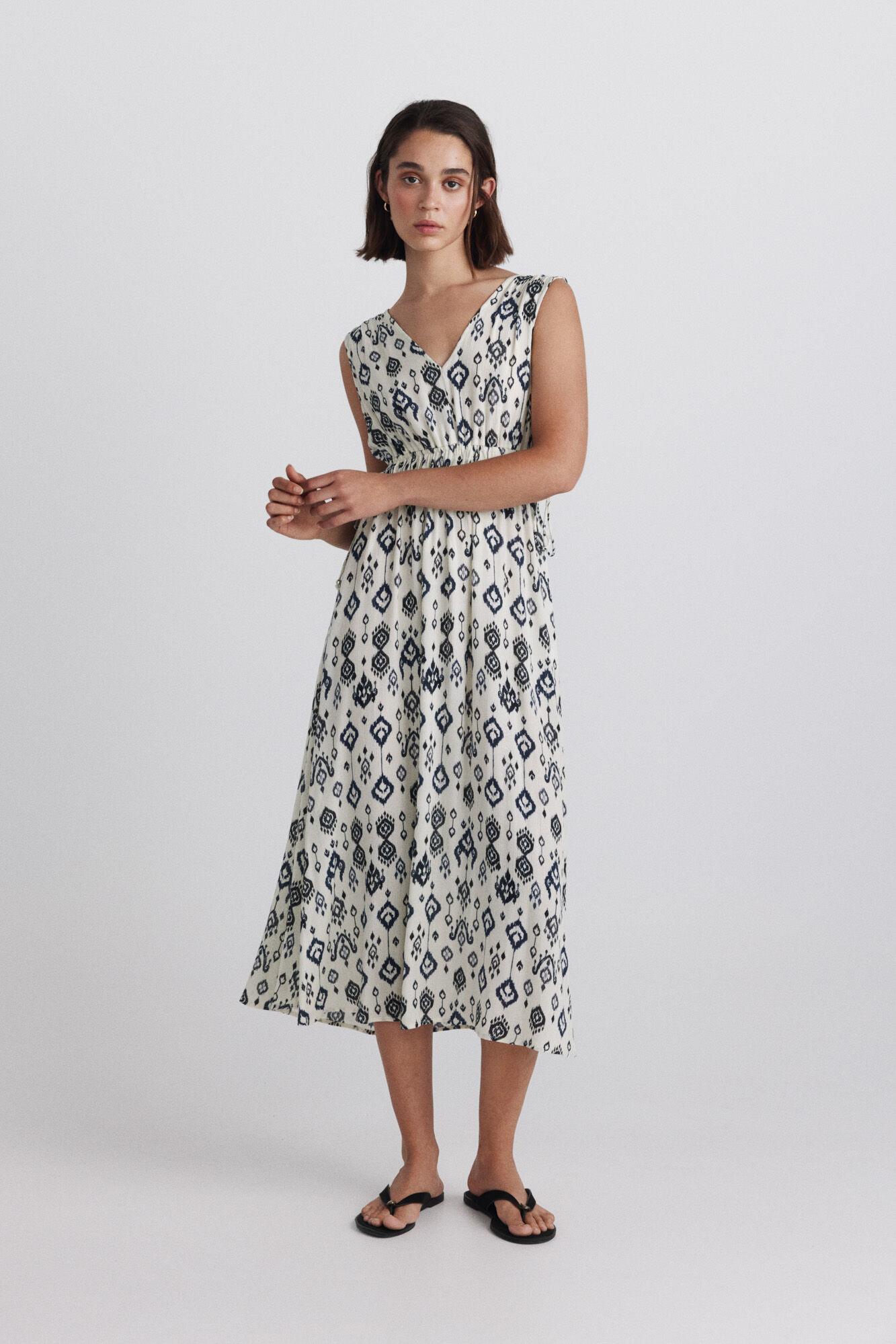 Springfield Vestido con tiras en la cintura blanco