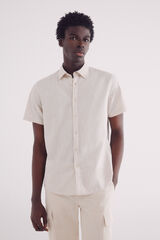 Springfield Camisa manga corta lino beige