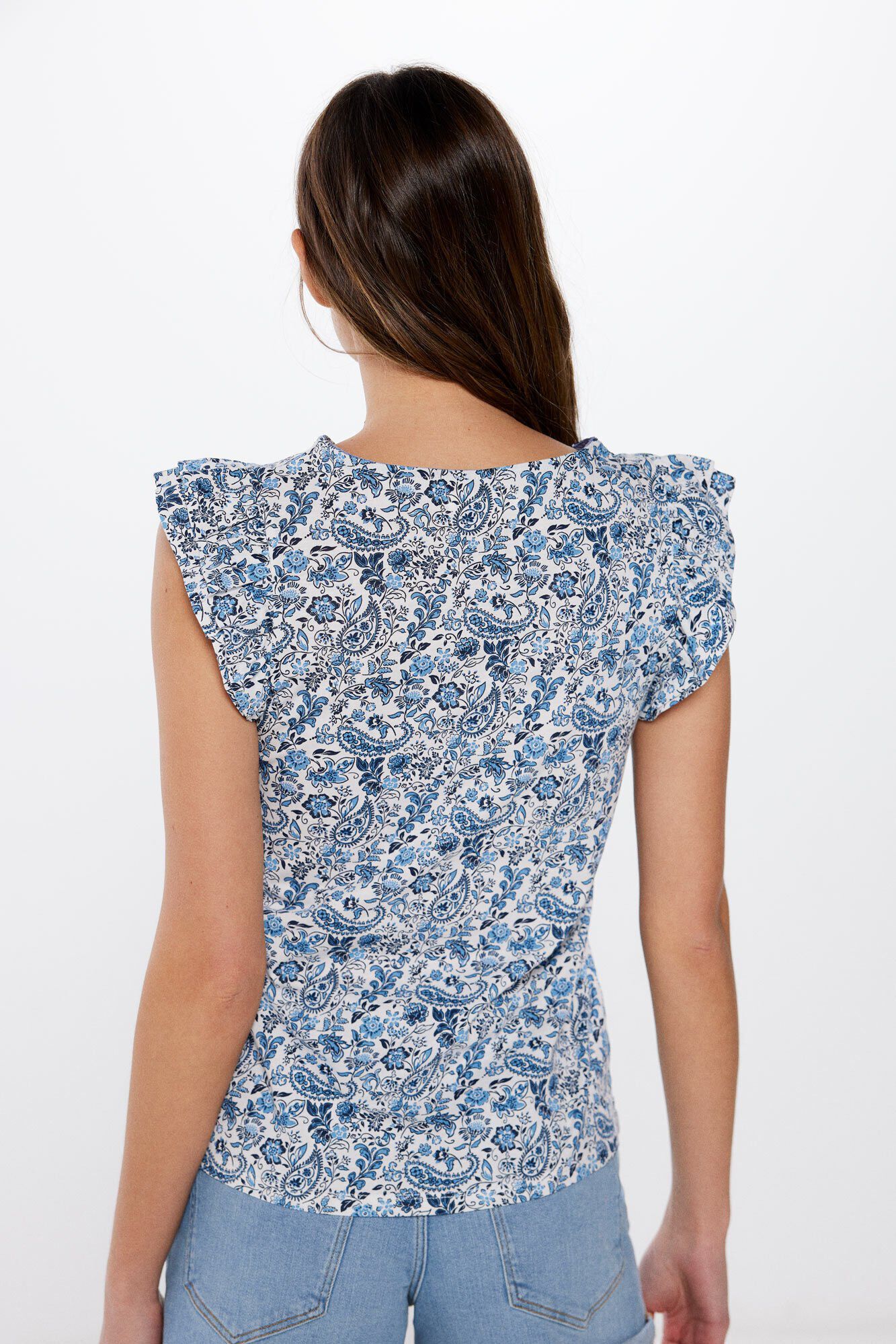 Springfield Playera estampada doble volante marino