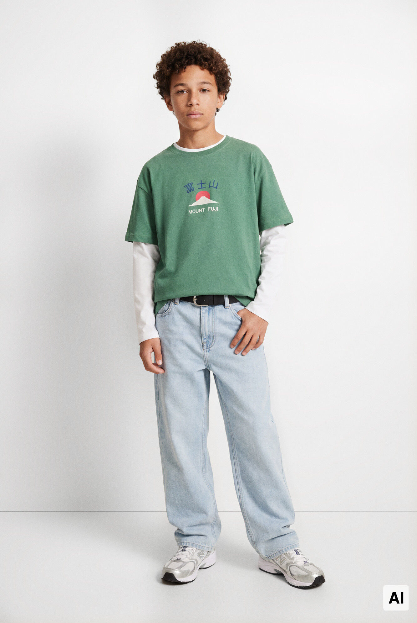 Springfield Kids Playera manga corta con mensaje Monte Fuji para ni&ntilde;o verde