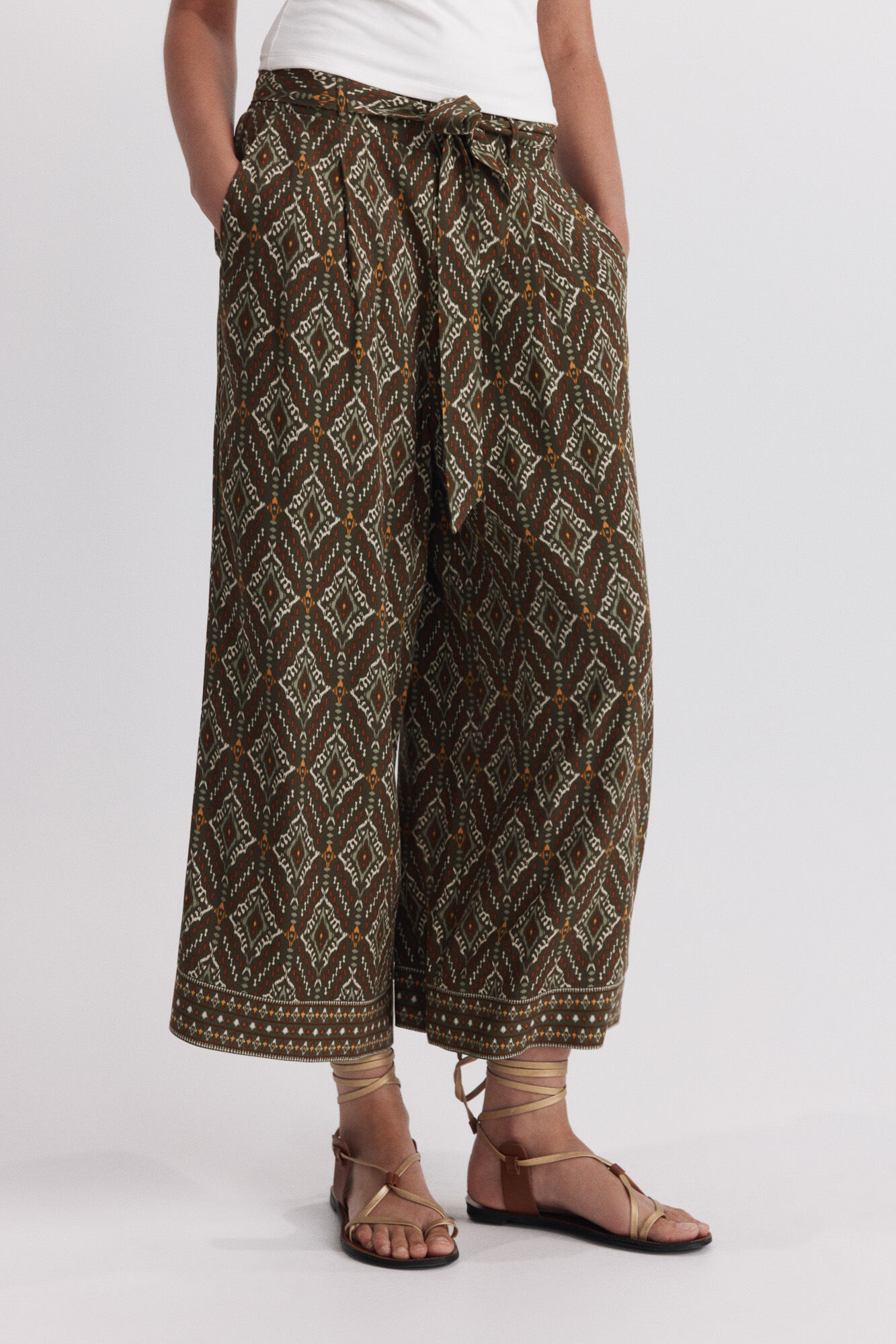 Springfield Pantal&oacute;n fluido estampado con cintur&oacute;n