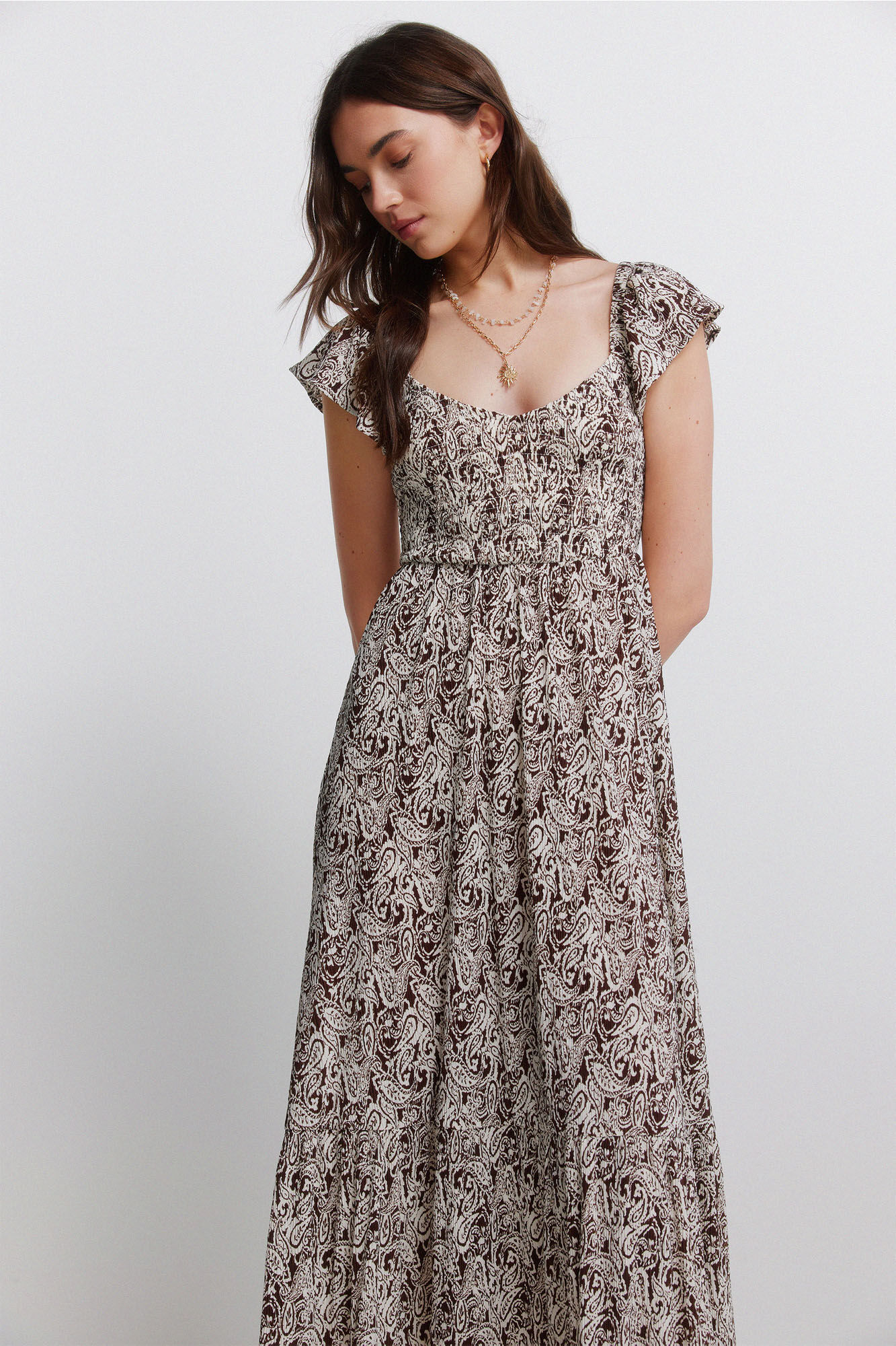 Springfield Vestido de volantes estampado paisley
