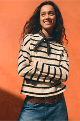Springfield Playera de rayas con botones en el hombro beige