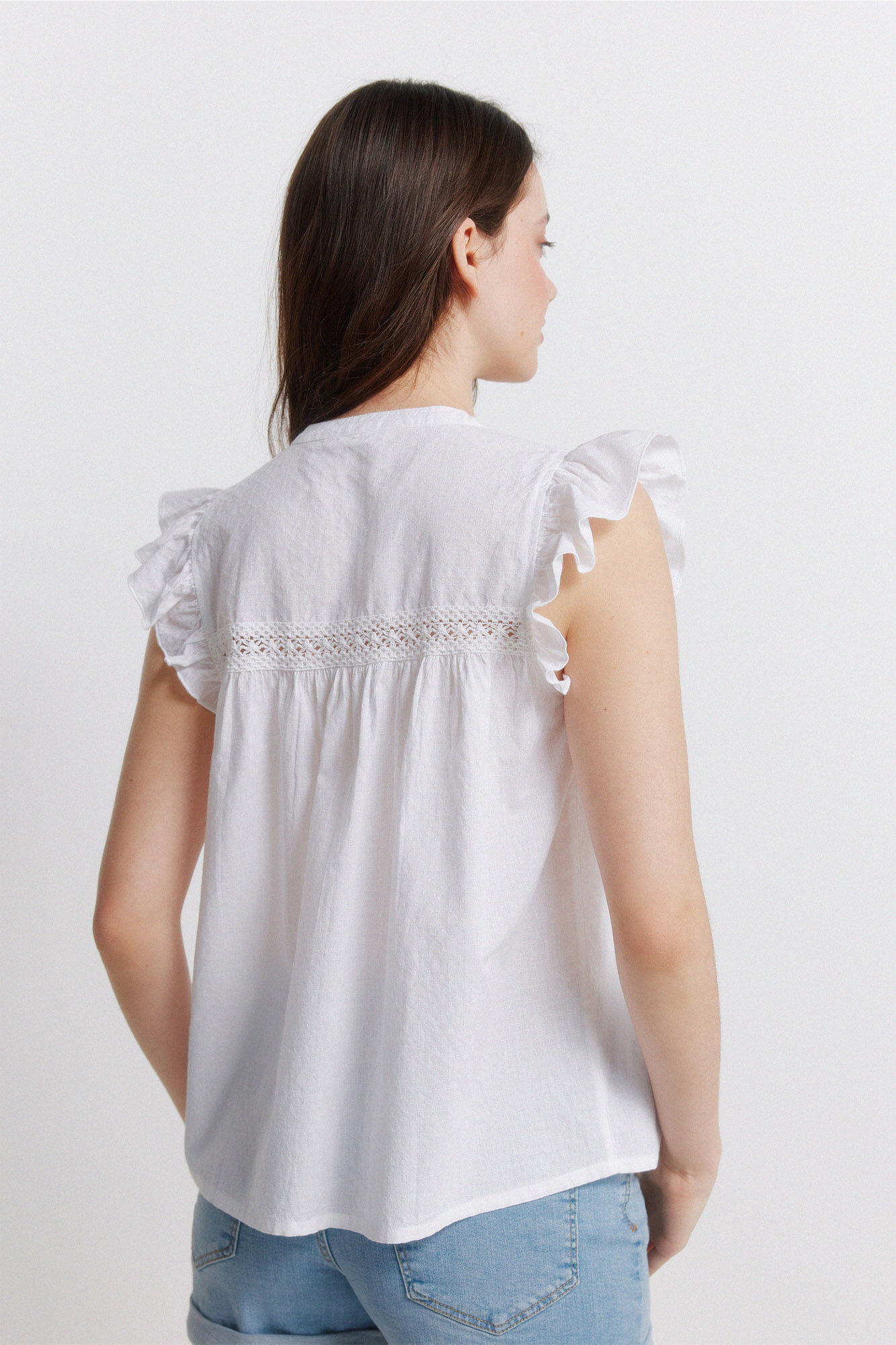 Springfield Blusa rom&aacute;ntica con pliegues natural