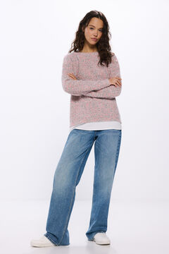 Springfield Playera chenilla combinada botones hombro rosa