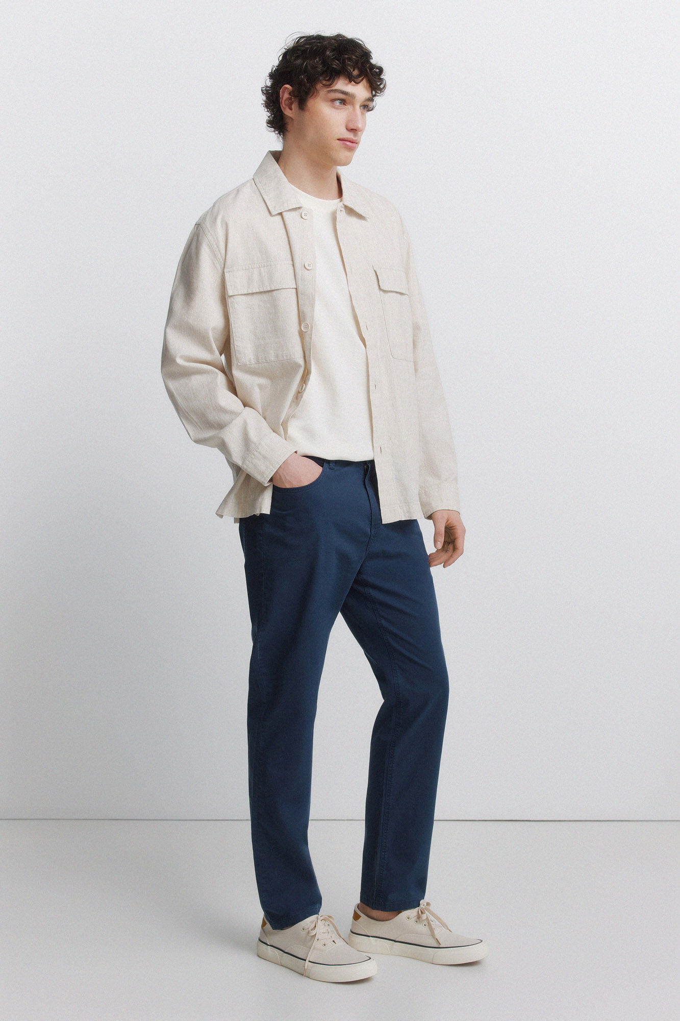 Springfield Pantal&oacute;n slim fit de 5 bolsillos lavado azulado