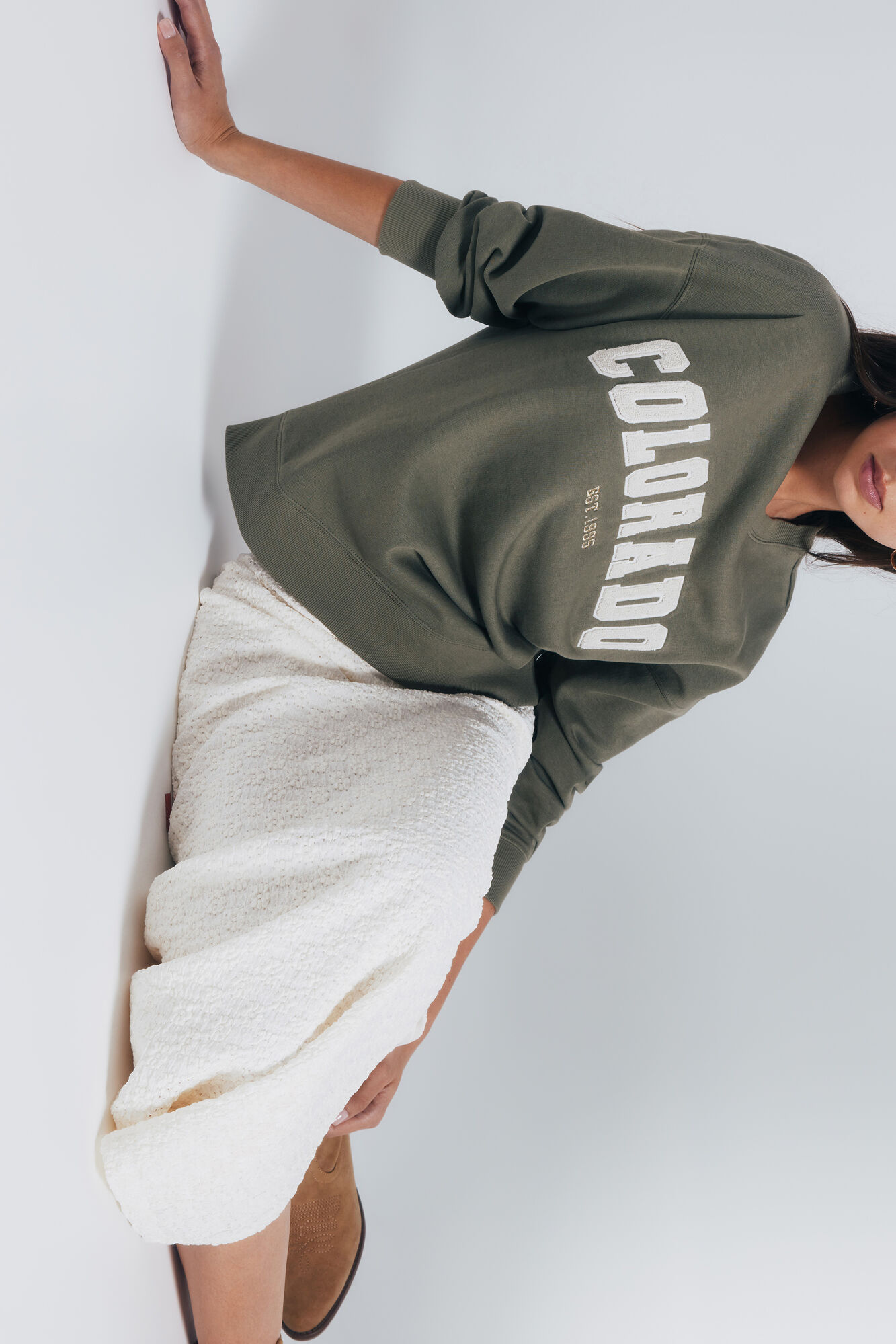 Springfield Falda midi crochet blanco