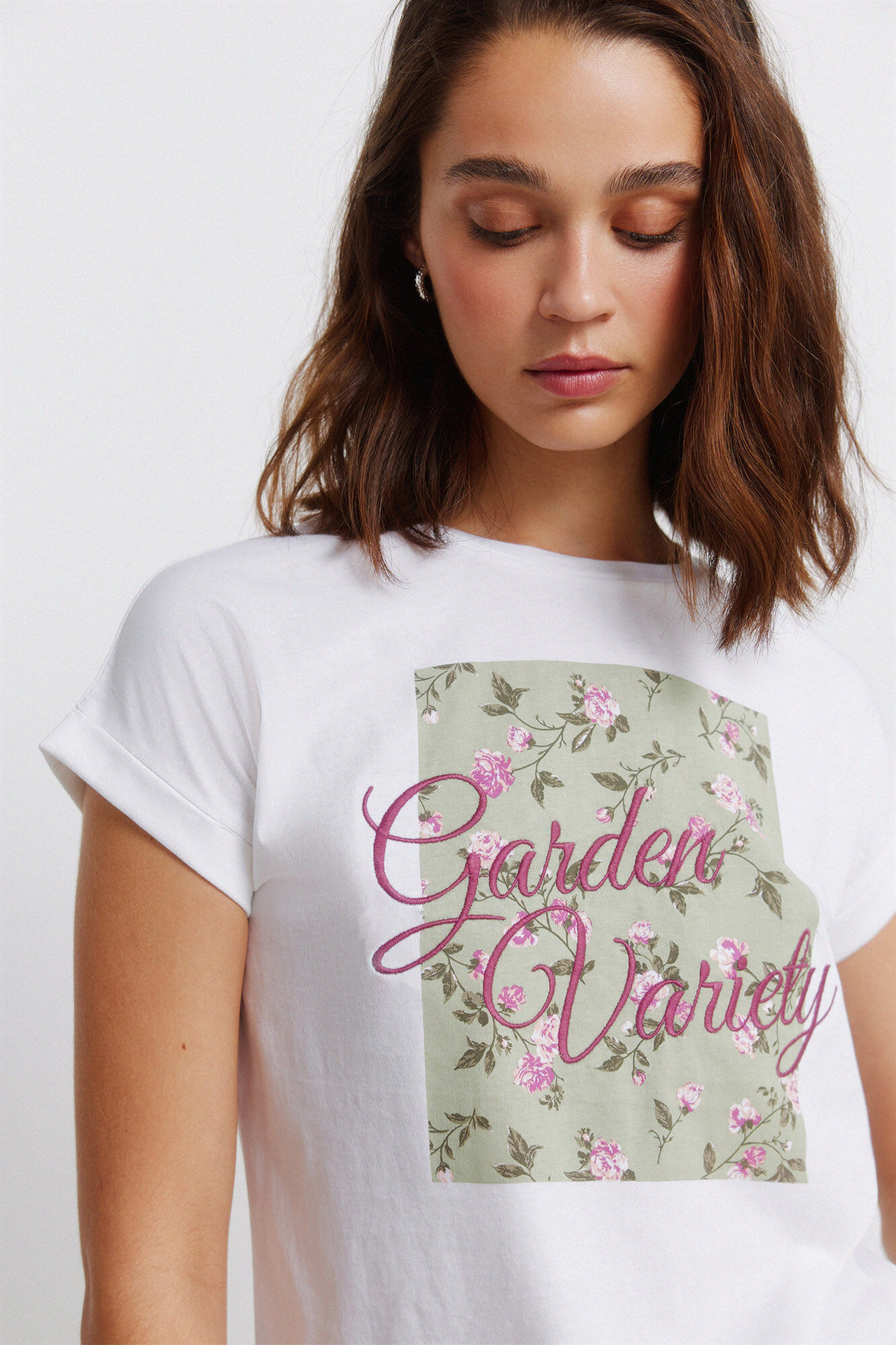 Springfield Playera de manga corta sin mangas con flores