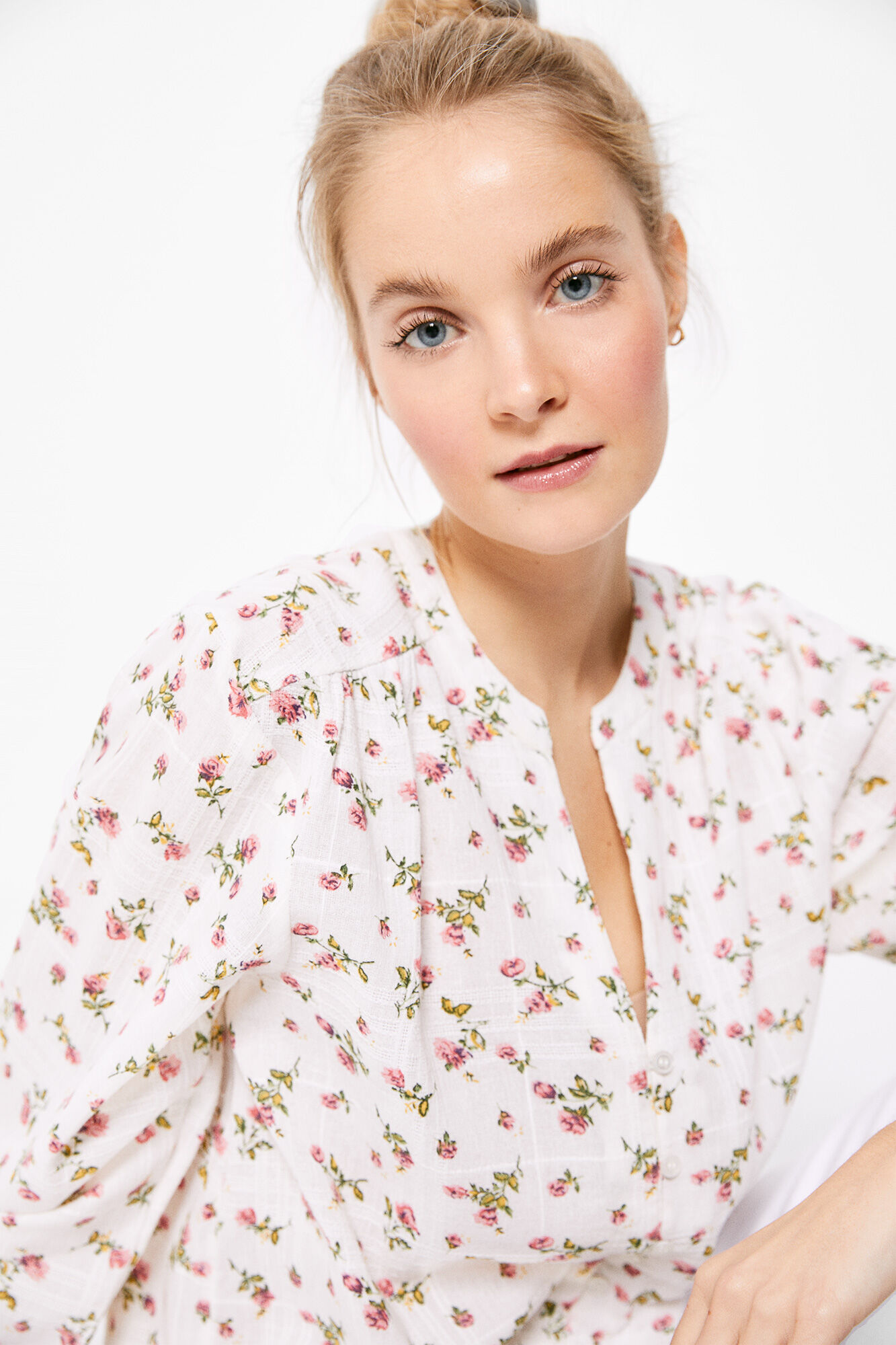 Springfield Blusa Flores Algod&oacute;n beige