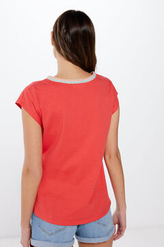 Springfield Playera cuello trenza multicolor rojo