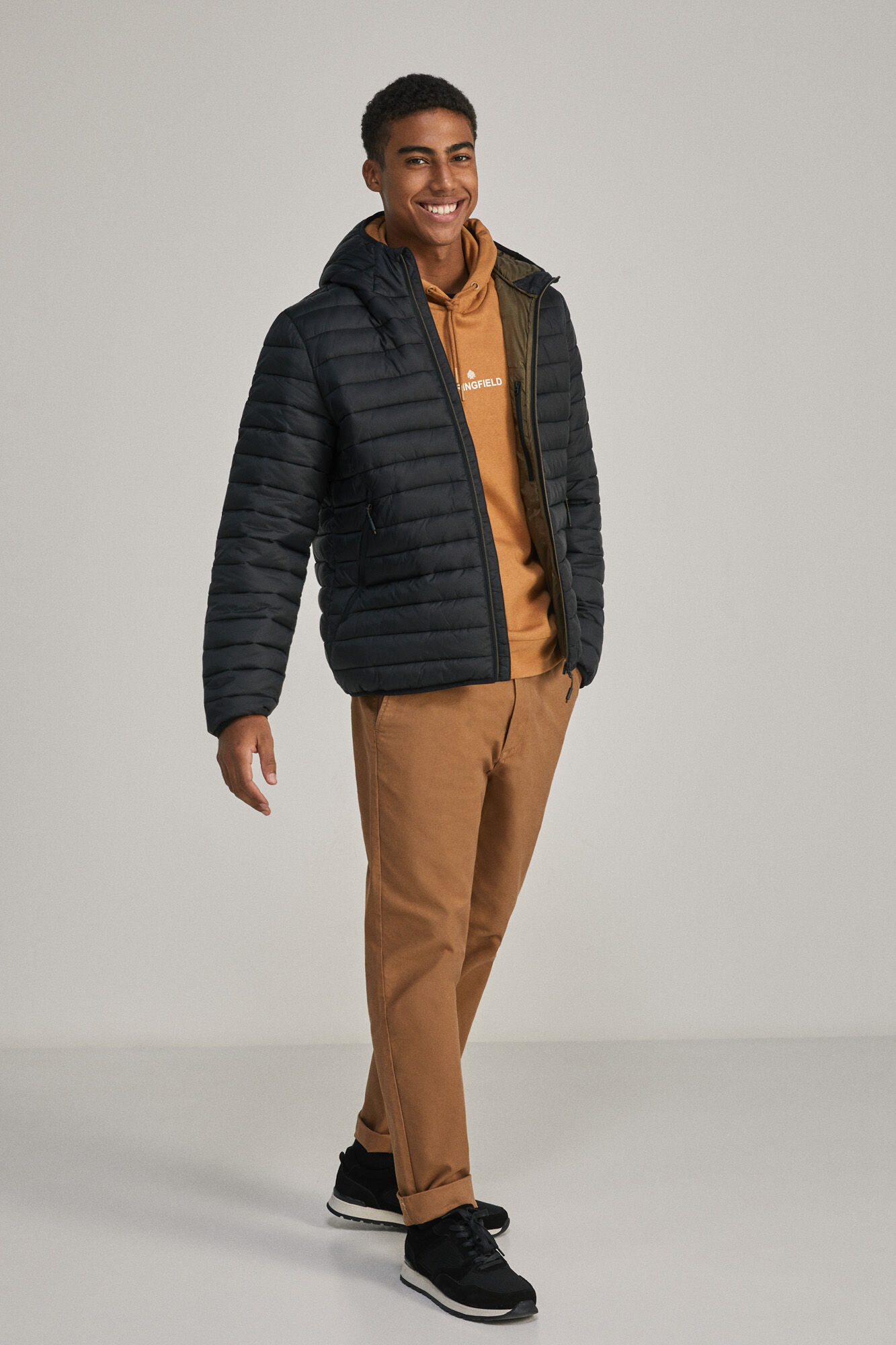 Springfield Chamarra acolchada capucha negro