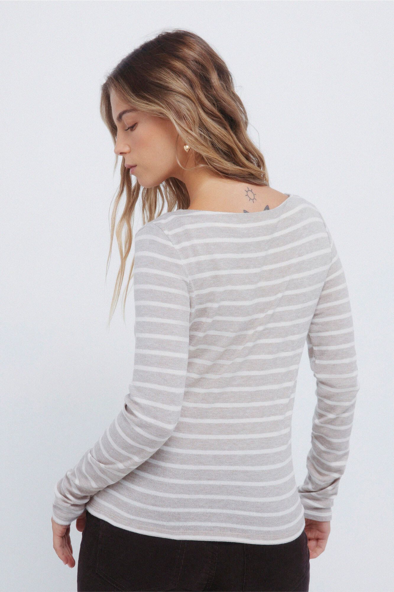 Springfield Playera tejido con rayas a rayas gris