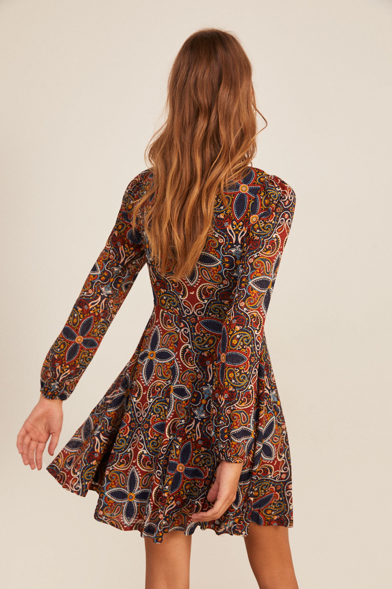 Springfield Vestido Estampado Escote Lace marino