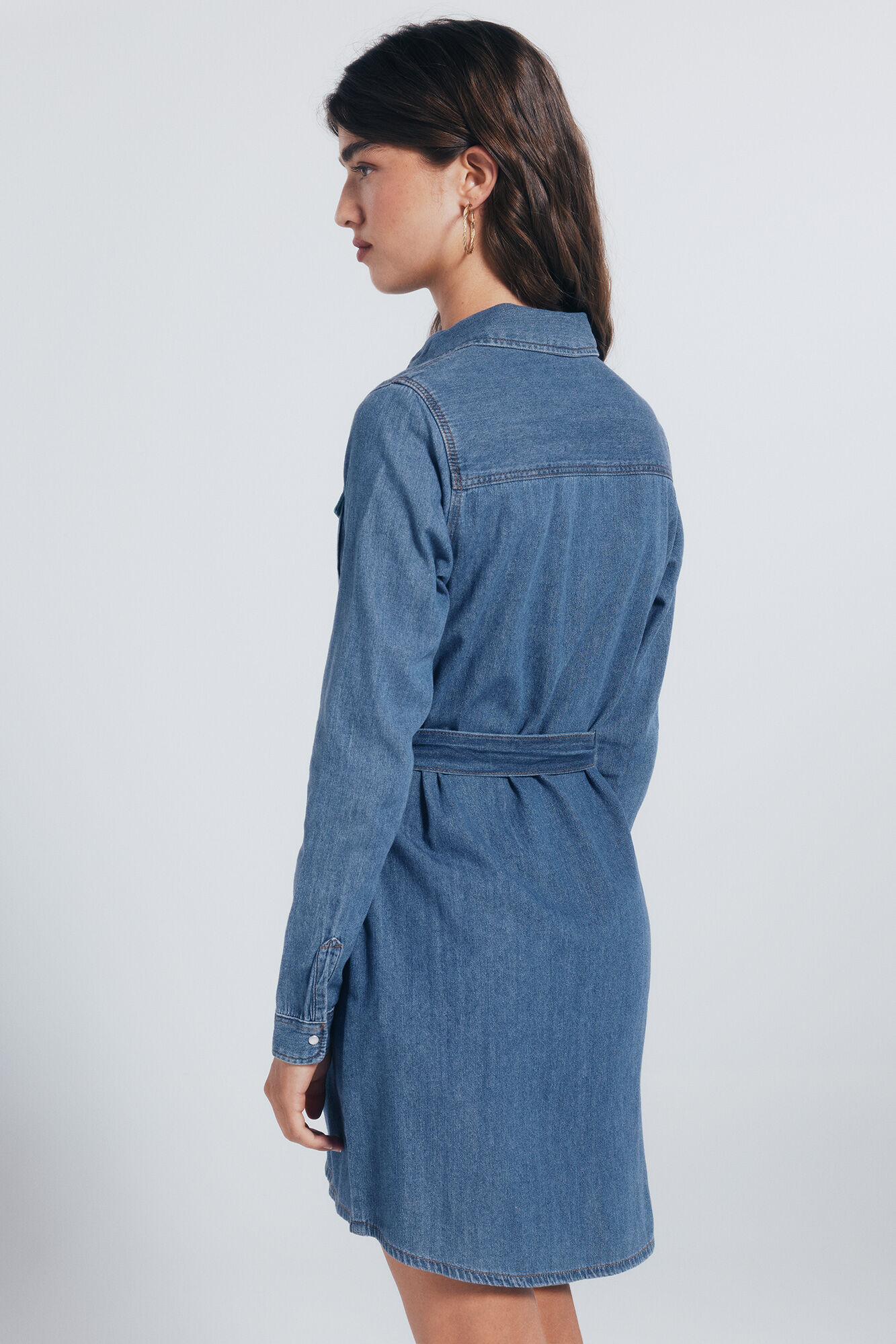 Springfield Vestido denim camisero cintur&oacute;n azul
