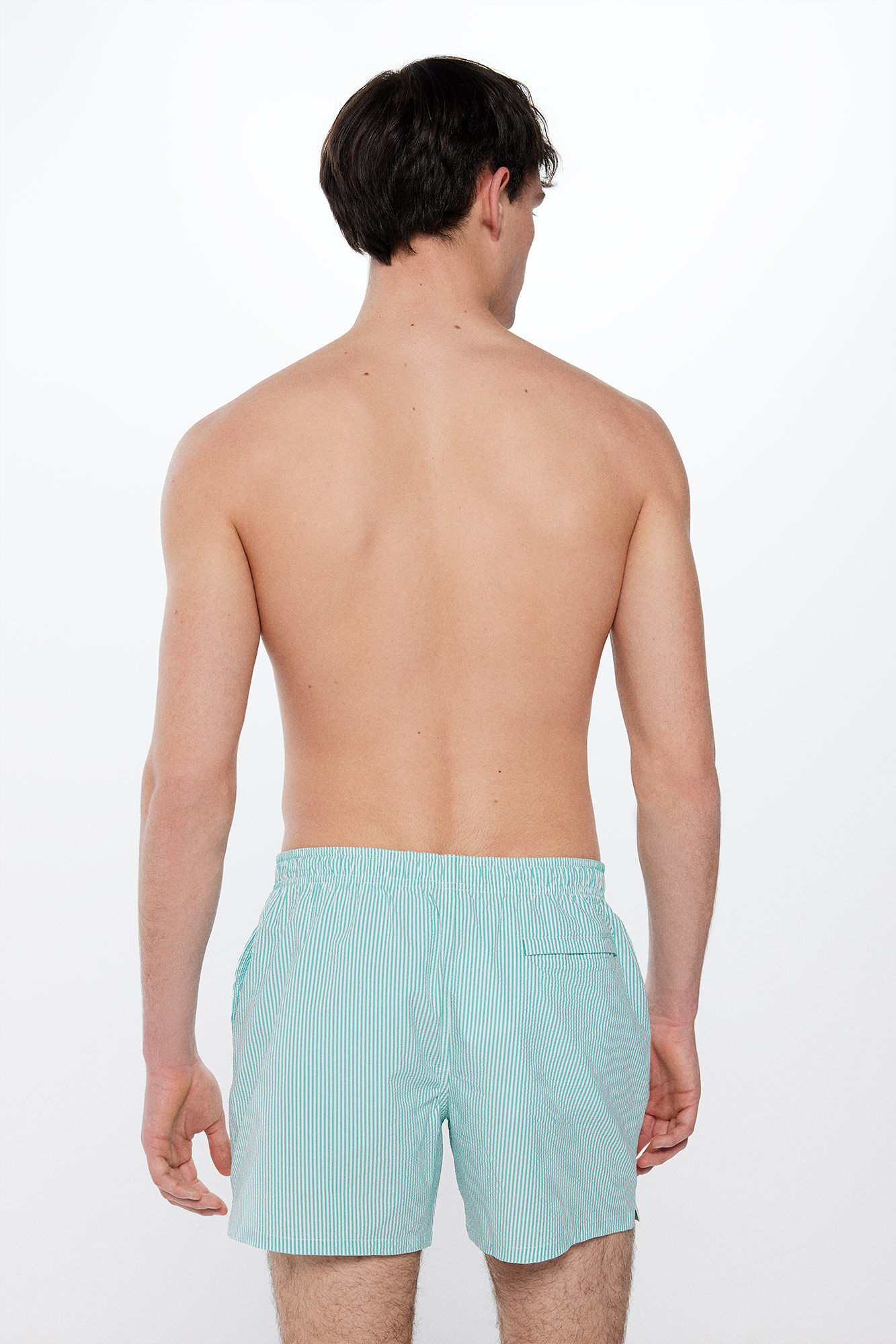 Springfield Ba&ntilde;ador seersucker estampado rayas turquesa