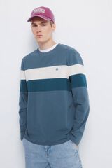 Springfield playera de piqu&eacute; de manga larga con cortes azul