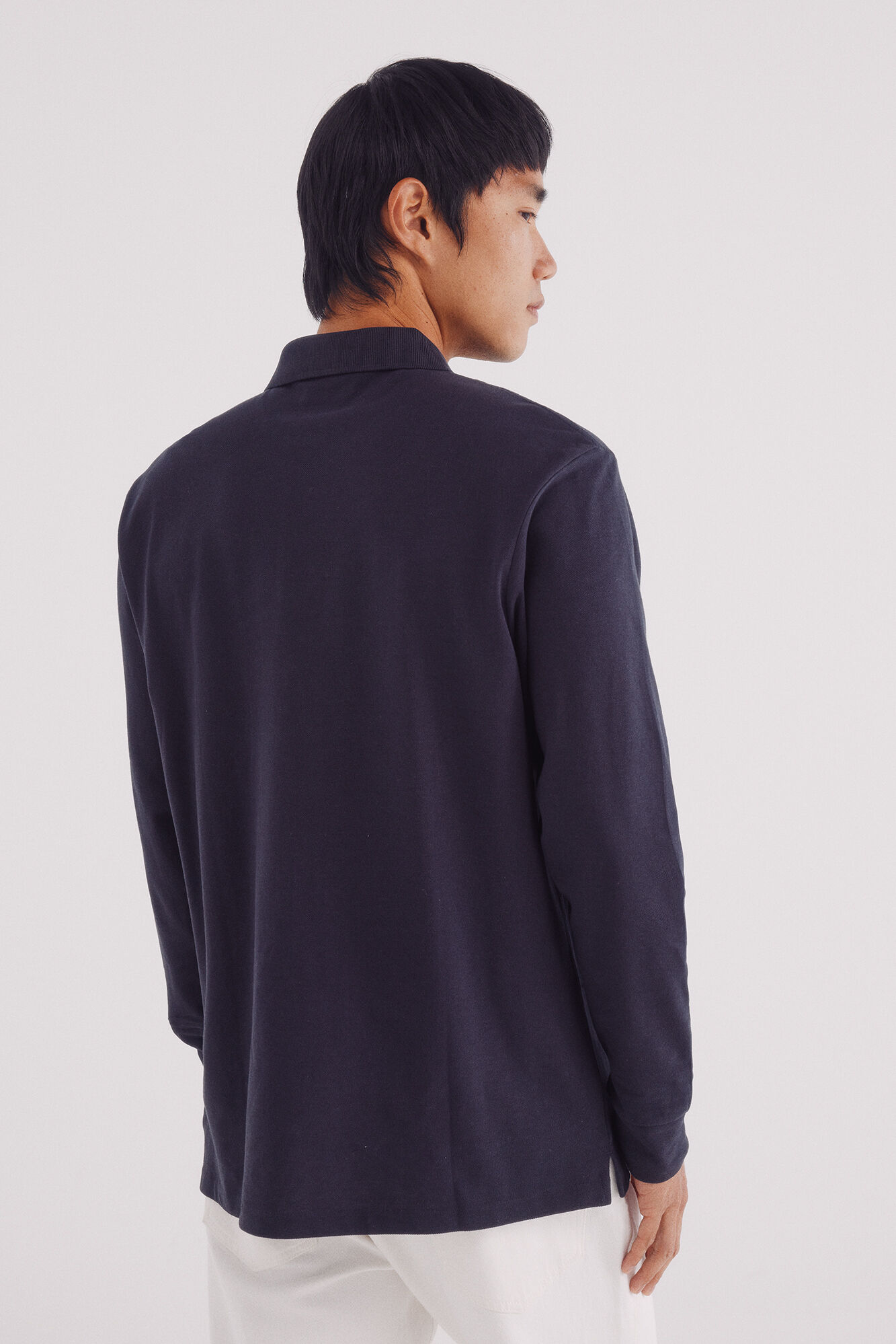 Springfield Polo b&aacute;sico de piqu&eacute; de manga larga regular azul