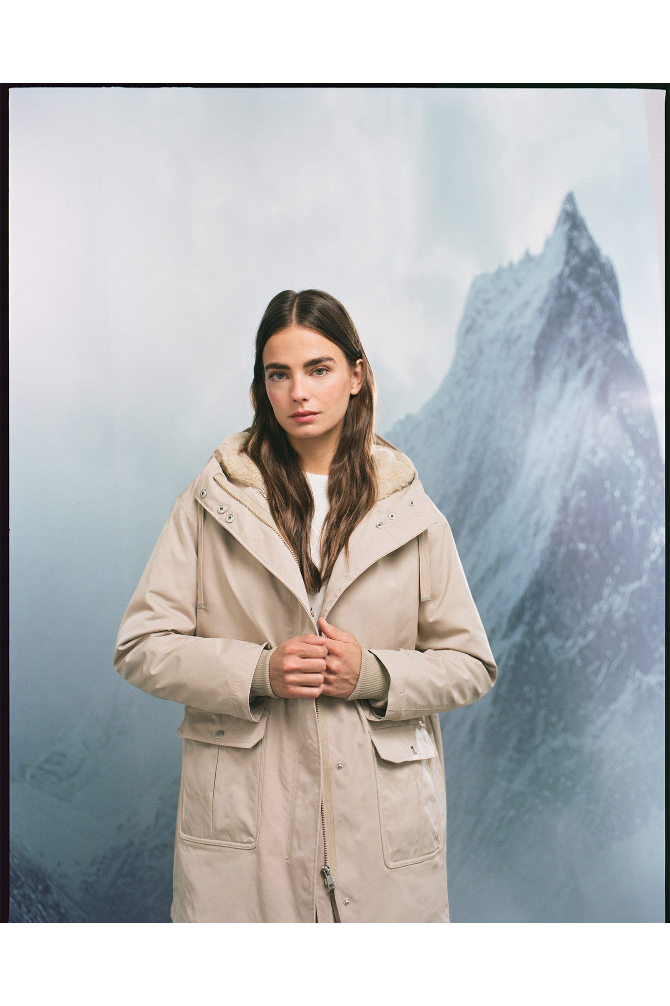Springfield Parka con capucha repelente al agua 2 en 1 beige