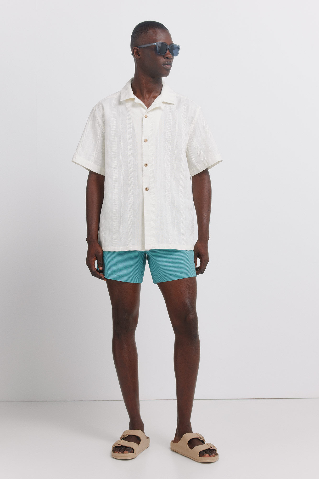 Springfield Traje de ba&ntilde;o seersucker a rayas azul