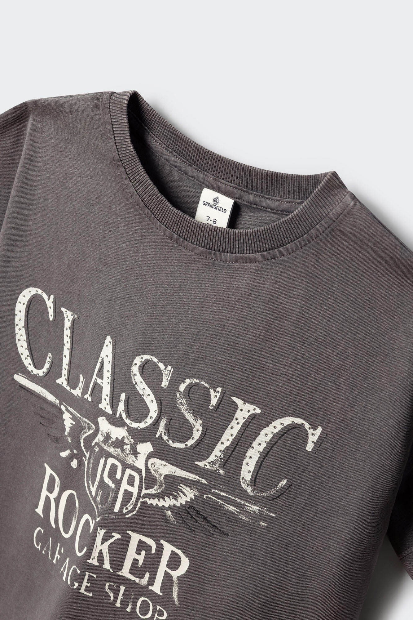 Springfield Kids Playera de manga corta rocker para ni&ntilde;a gris