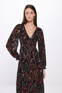 Springfield Vestido midi estampado paisley negro
