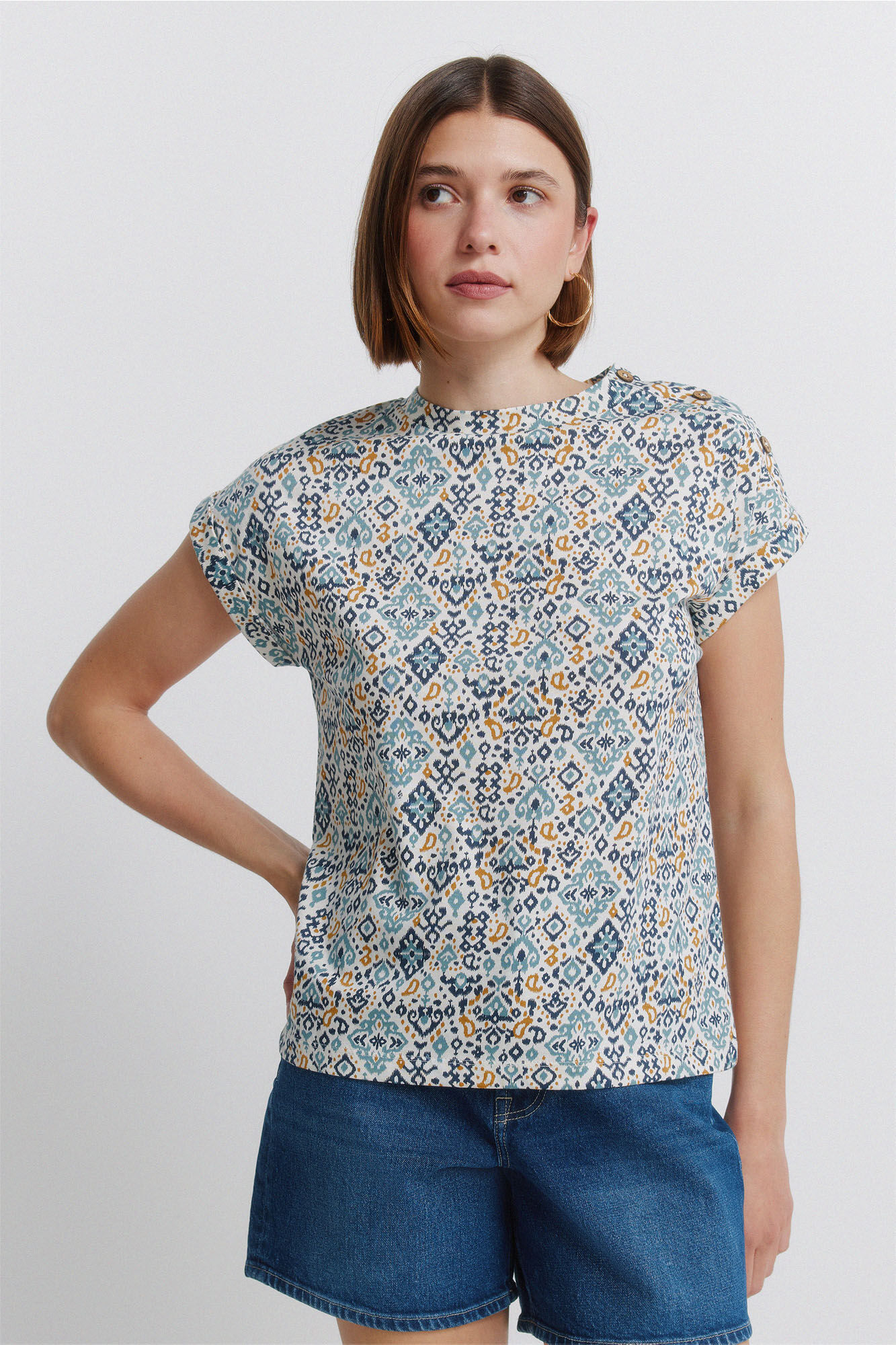 Springfield Playera estampada con botones