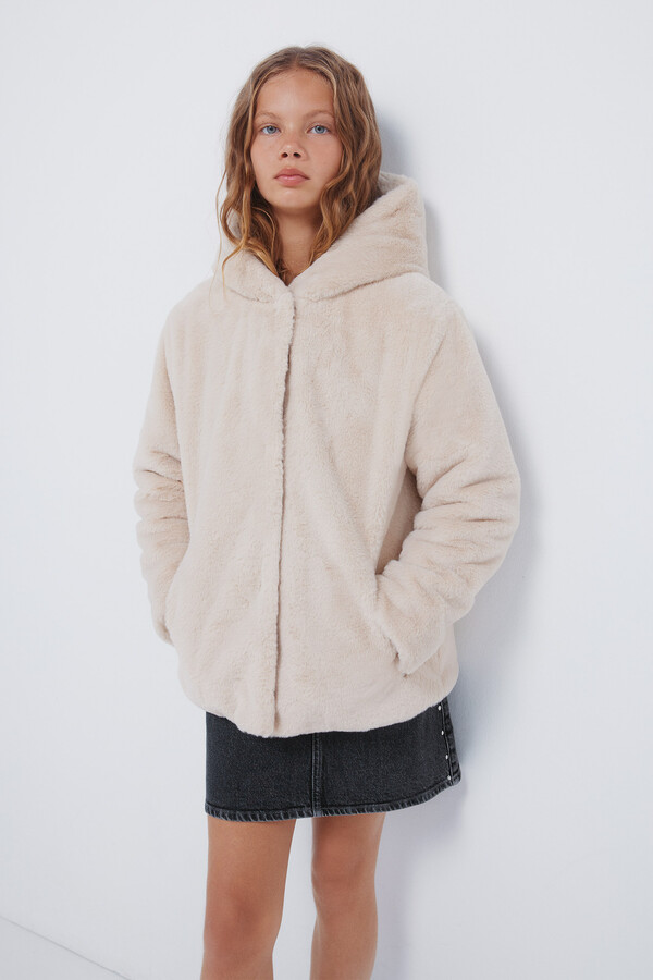 Springfield Kids chamarra de piel de niña beige