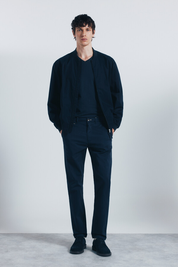 Springfield Pantalón slim fit lavado azul