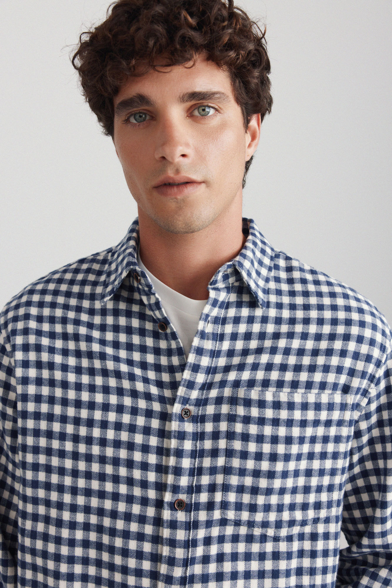 Springfield Camisa de franela estampado vichy azul