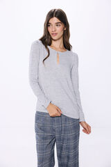Springfield Playera abertura escote tejido cortado gris