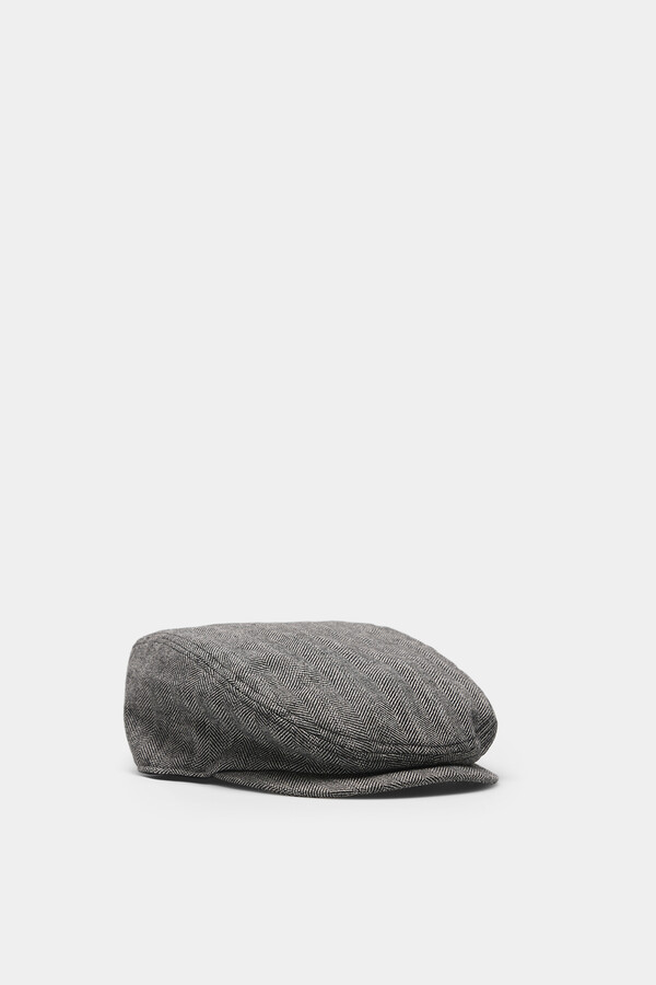 Springfield Gorra plana espiga mezcla lana gris