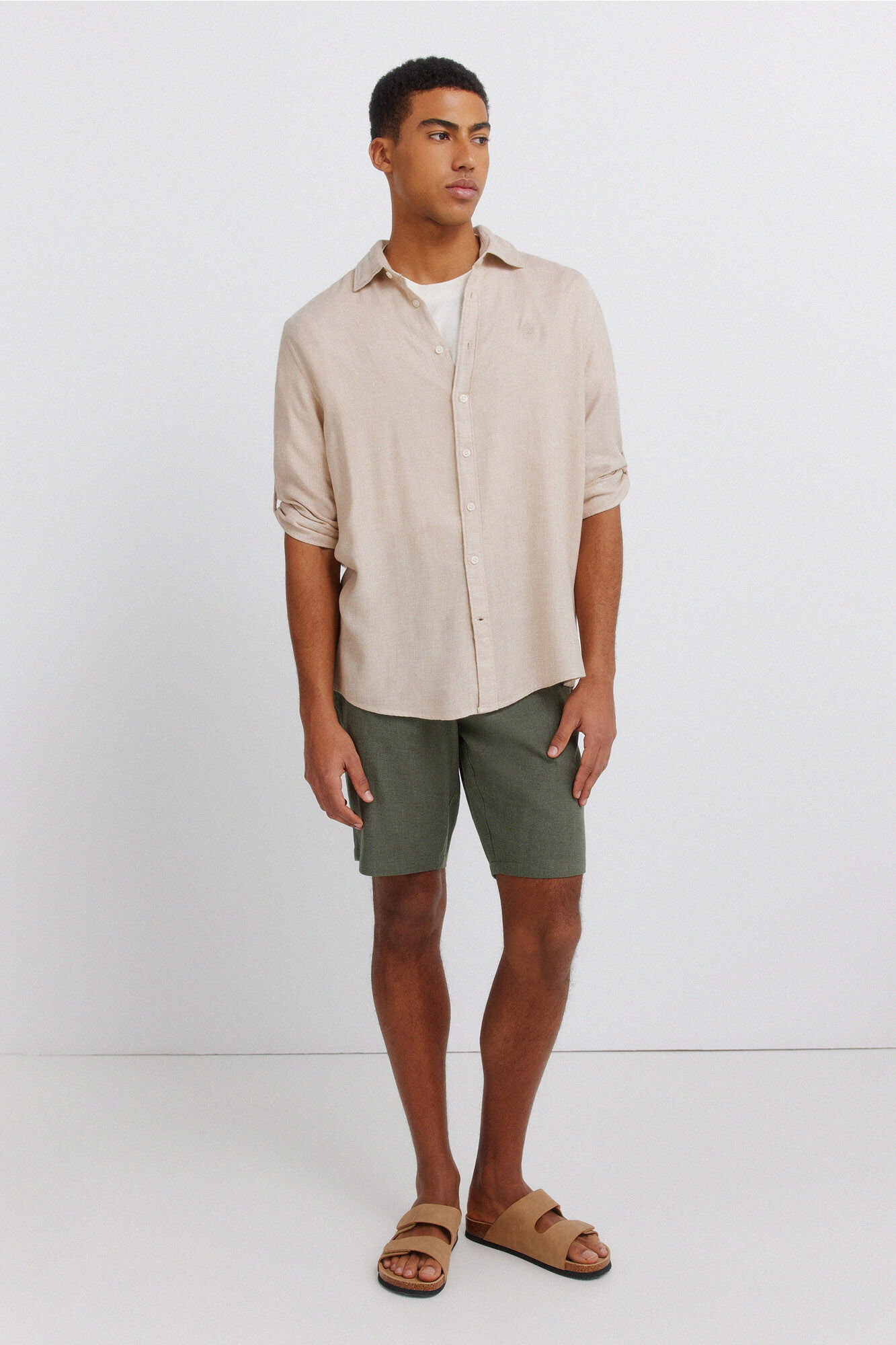 Springfield Camisa manga 3/4 de lino viscosa