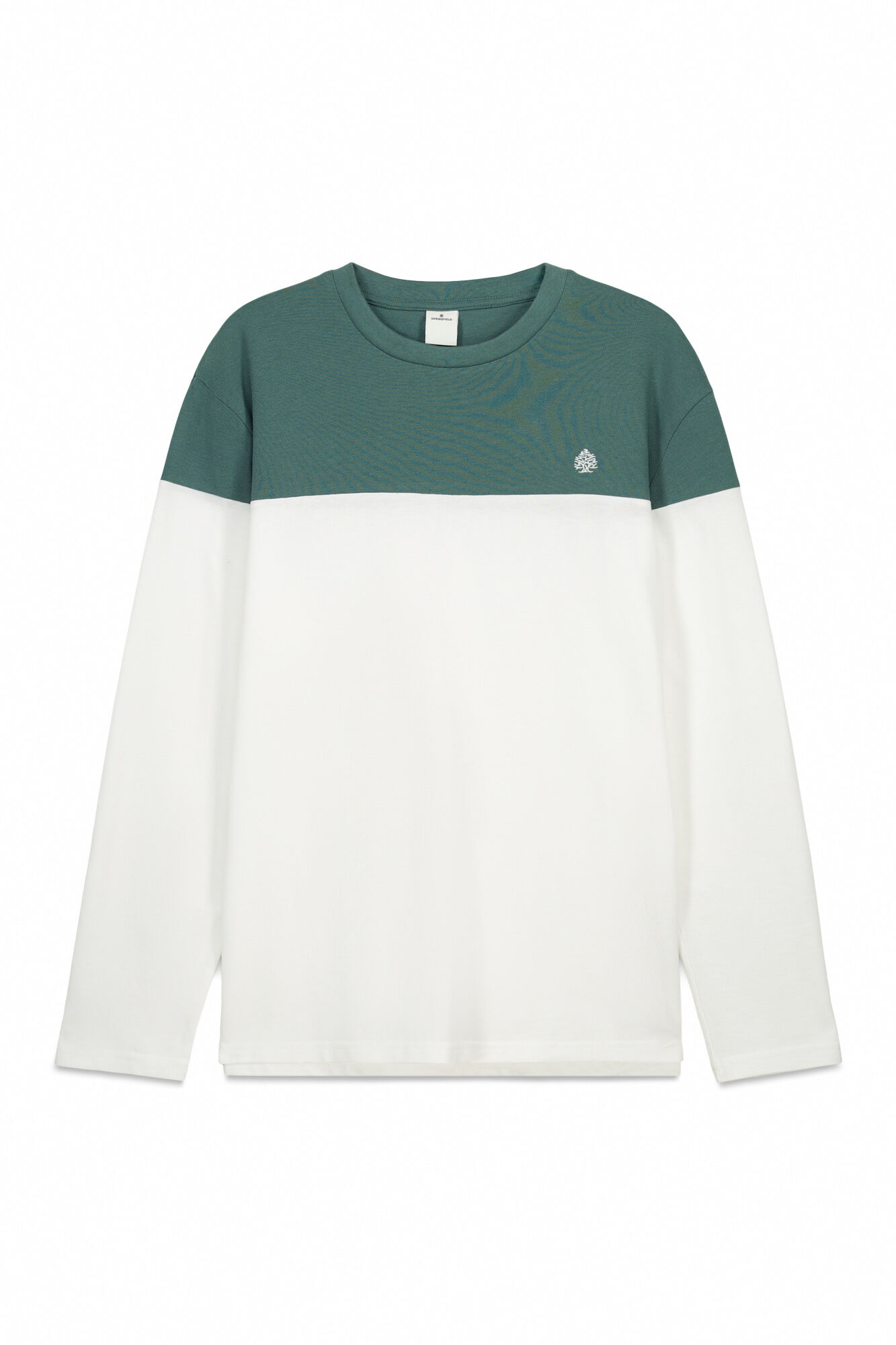 Springfield Playera manga larga bloque de color natural