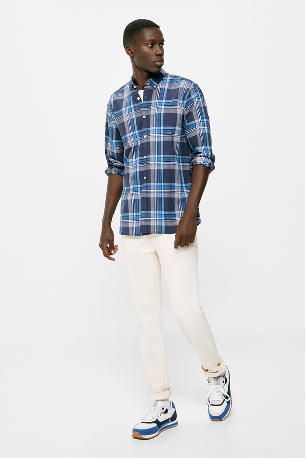 Springfield Camisa ligera cuadros azulado