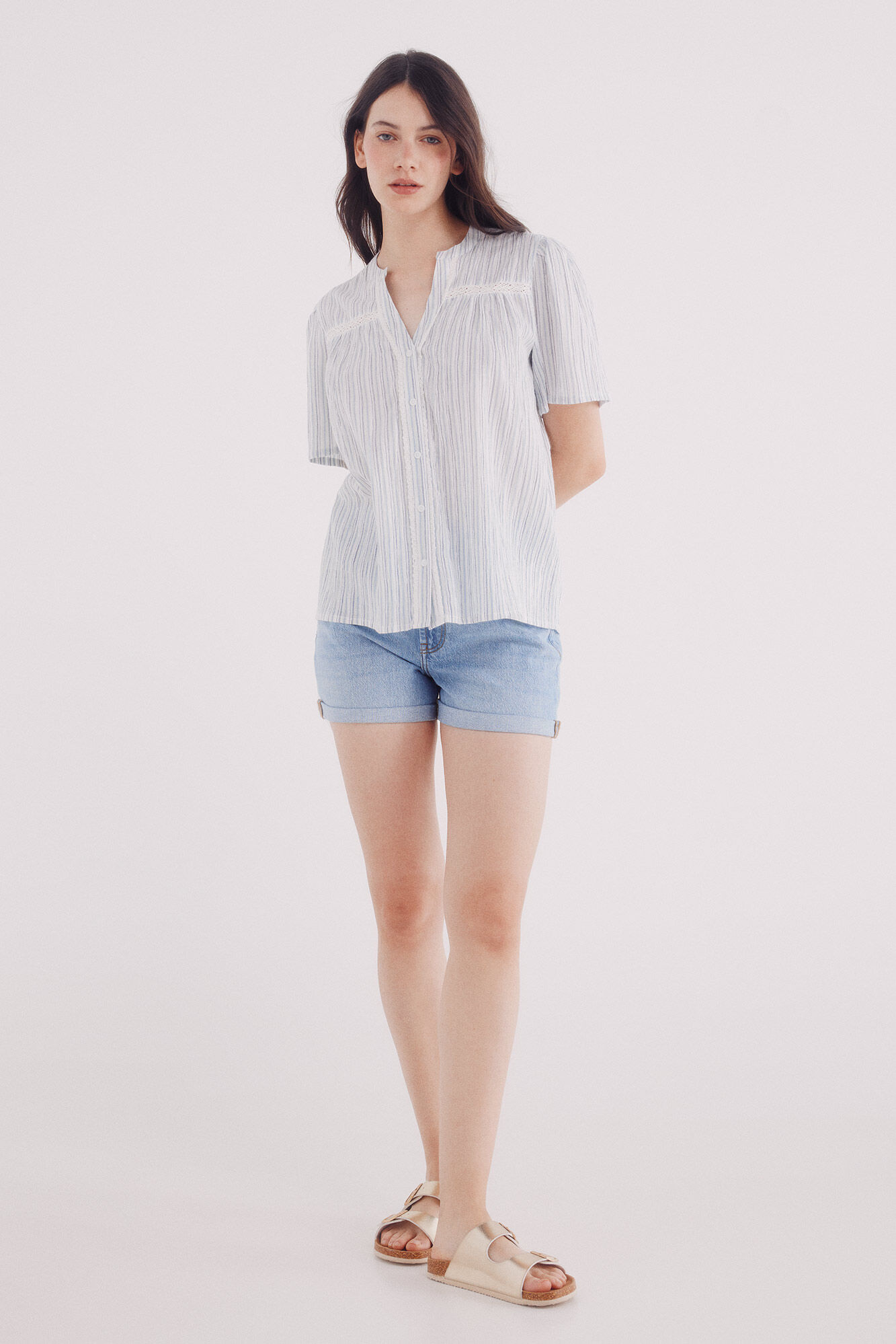 Springfield Blusa rom&aacute;ntica lace verde