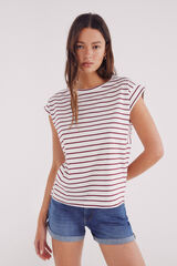 Springfield Playera rayas manga contraste estampado