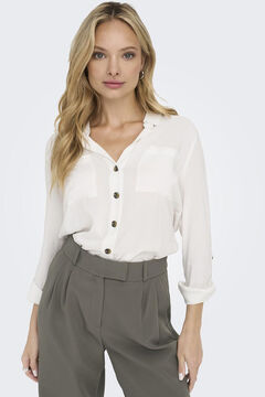 Springfield Camisa fluida con bolsillos frontales natural