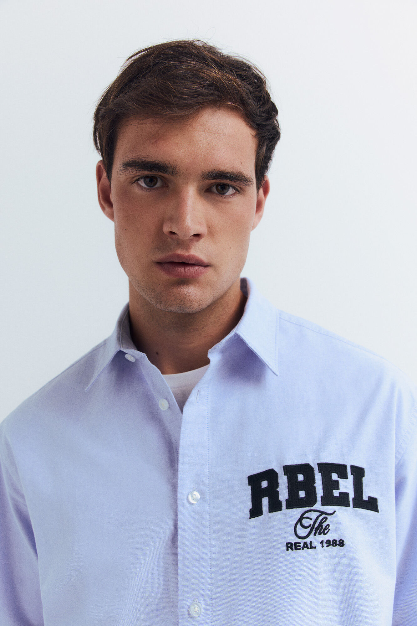 Springfield Bordado Oxford camisa azul