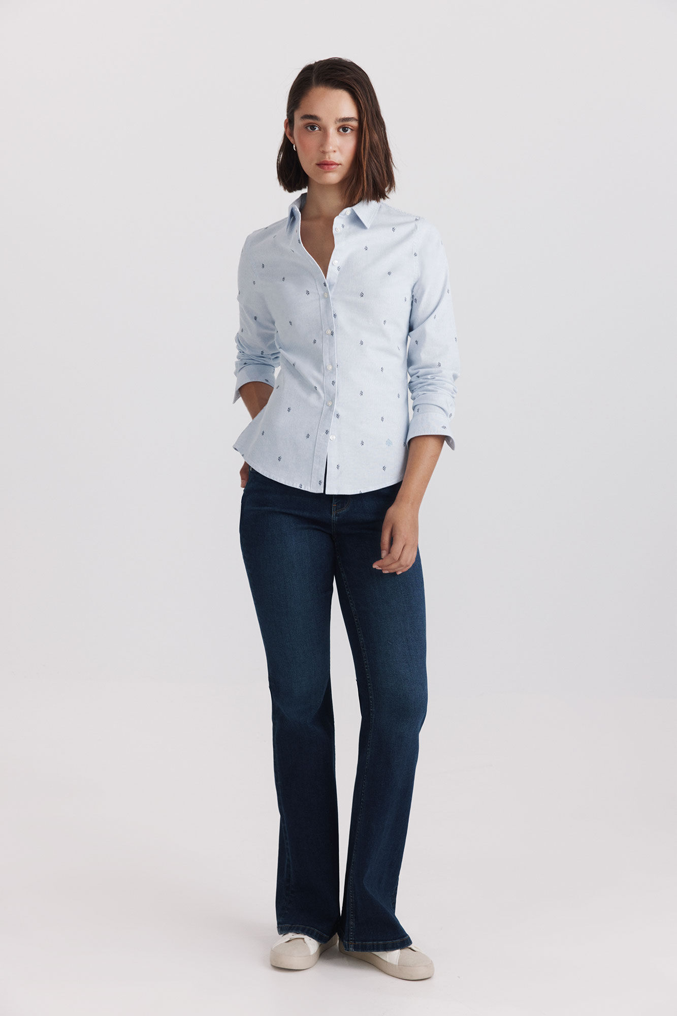 Springfield Blusa b&aacute;sica oxford marino